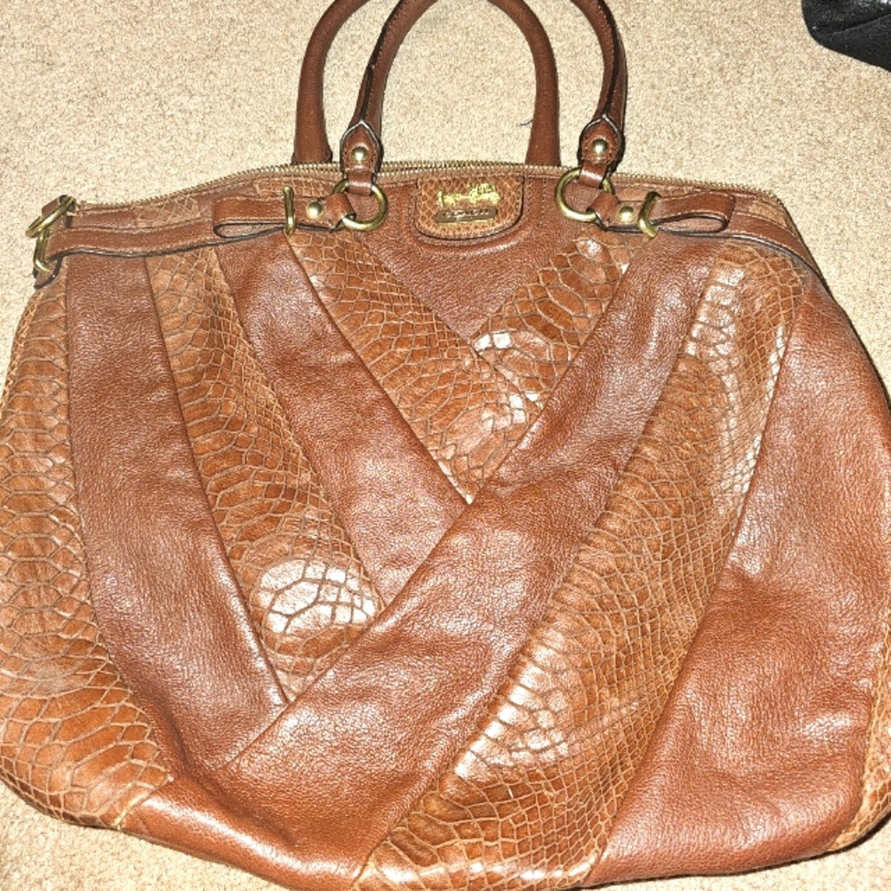 Coach MADISON Pleated Lindsey Shoulder Bag Brown